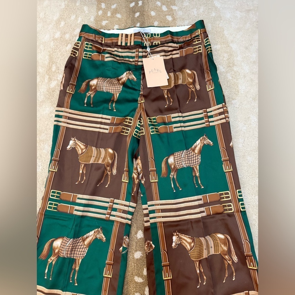 Pearl by lela rose NWT green equestrian twill wide leg pants women’s size 12 - Picture 5 of 10